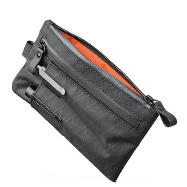 Imagem de NIKILOONG Bolsa organizadora EDC com compartimentos para várias ferramentas, porta-passaporte de nylon e carteira EDC - Clutch com zíper com alça de pulso, 3 compartimentos externos para viagens