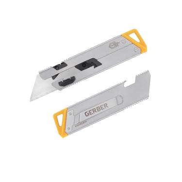 Imagem de Gerber Faca utilitária Gear EAB fina, compacta, clipes no bolso ou chaveiro com lâmina substituível com abridor de garrafa para transporte diário, equipamento EDC com cortador de caixa retrátil, prata