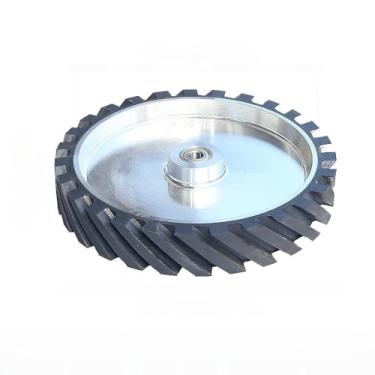 Imagem de Roda de contato de borracha ranhurada de 300x50 mm, 12 polegadas x 2 polegadas, peça de retificadora de correia balanceada dinamicamente para retificação de metal, 6202 instalado 15