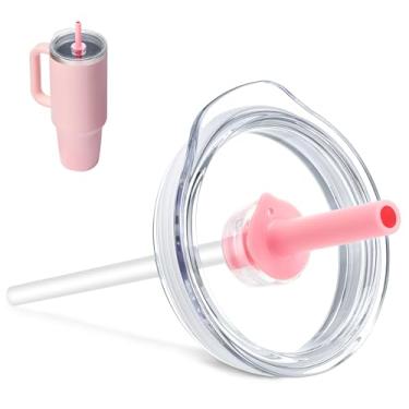 Imagem de Bluwing Tampa de copo de pressão para Hydro Flask 32 copos de viagem de 1,134 g, tampa de copo de substituição com canudo para Hydro Flask 907 g 1,134 g copos em toda a volta (rosa)