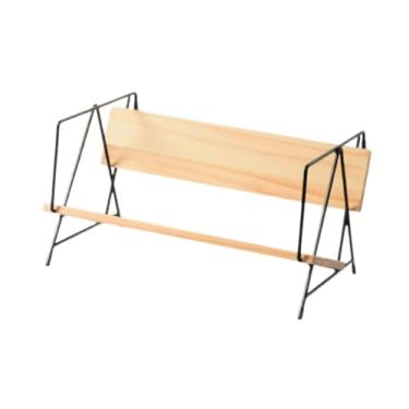 Imagem de Bothyi Estante de mesa, porta-revistas, ornamento organizador moderno, prateleira de madeira para armazenamento de discos de, prateleira para livros de, Cor de Madeira