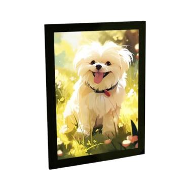 Imagem de Quadro Decorativo Cachorro Shih Tzu Ilustração Jardim Decoração Poster Quarto Sala