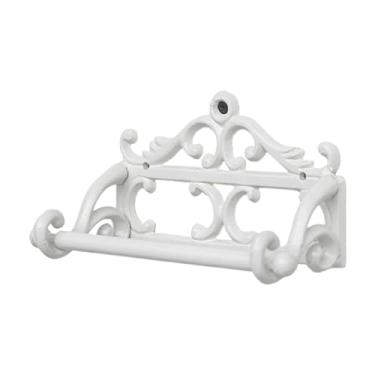 Imagem de MotiveTech Suporte para Papel Higiênico, Porta-toalhas E Dispensador de Rolos para Banheiro, Branco, Tamanho real