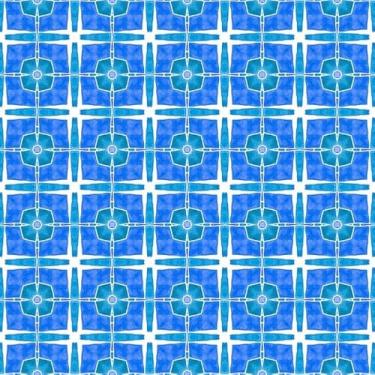 Imagem de Quadro Decorativo com Estampa Hand Painted Tiled Watercolor Border Blue Remarkable 40 x 40 Vinil 2 unidades