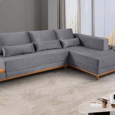 Imagem de Sofá De Canto 4 Lugares Com Chaise M-174 Estofados Martins Grafite