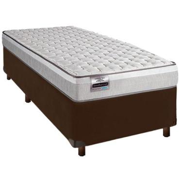 Imagem de Cama + Box Marrom e Colchão Molas Ensacadas Solteiro - Inducol