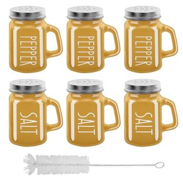 Imagem de 6 peças de garrafa de vidro para temperos de 118 ml, saleiro, garrafas de especiarias domésticas, saleiro e pimenteiro, pote de tempero multiuso para temperos, saleiro, recipiente de pimenta (6