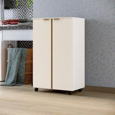 Imagem de Armario Organizador Multiuso 2 Portas 3 Prateleiras Sapateira Para Tenis Sapatos (Off White)