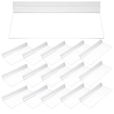 Imagem de Pacote com 16 prateleiras de slatwall de 11 x 25 cm, acessórios para pendurar, parede de plástico, prateleiras transparentes para parede, exibição de varejo, suprimentos para lojas de calçados