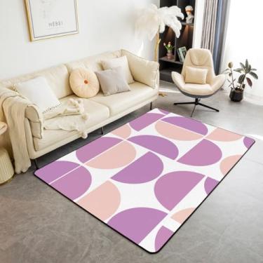 Imagem de Erosebridal Tapete roxo e rosa de meados do século, retrô, boêmio, para sala de estar, 12 x 18 cm, tapete decorativo geométrico, abstrato, colorido, arte moderna