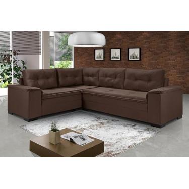 Imagem de Sofá Viena Canto Fixo Suede Living Casa Imperial (MARROM 379)