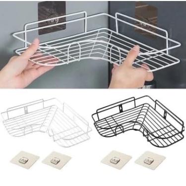 Imagem de Kit Com 2 Suporte Organizador De Metal Para Banheiro Cozinha Prateleira Porta Shampoo