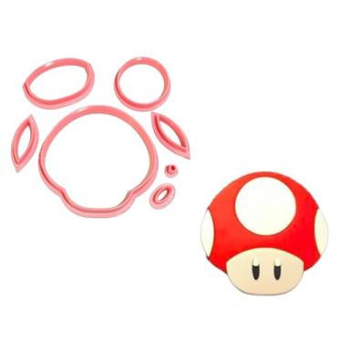 Imagem de Cortador de biscoito T3D inspirado no kit de cabeça de sapo Mario Bros, 7 peças, adequado para bolos, molde de biscoito e fondant para guloseimas caseiras