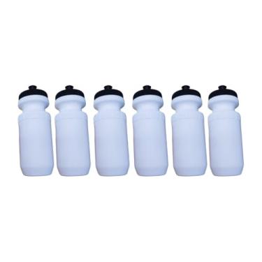 Imagem de Garrafa Squeeze Plástica 620ml – Academia, Esporte, Futebol e Dia a Dia | Treinos | Times | Campeonatos | Jogos (Branca, 6 unidades)