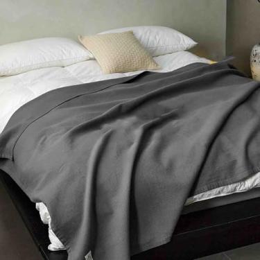 Imagem de Cobertor, cobertor, cobertor, cobertor, feminino, masculino, para cama, adulto, longo, duplo, solteiro, para sofá, verão, algodão fino e linho, confortável, macio, lavável na máquina (cinza escuro