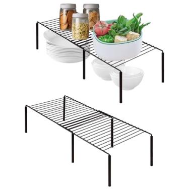 Imagem de HIEDUYT Pacote com 2 prateleiras para freezer, organizador de prateleira de freezer de metal expansível, economia de espaço, organizador de prateleira ajustável para geladeira, despensa, armário e