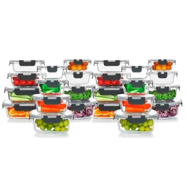 Imagem de Potes de Vidro Life 24Un para Refeições, Forno, Alimentos, Recipientes de Vidro Hermético, Armazenamento Alimentos, Tampas Herméticas, Receitas, Marmitas, Micro-ondas, Forno