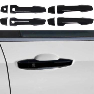 Imagem de AOKIO Capa de maçaneta compatível com acessórios Mitsubishi Outlander 2022 2023 2024 2025 (preto brilhante com fechadura inteligente)