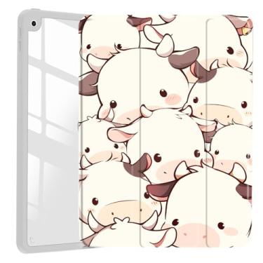 Imagem de VibrantFruitique Capa de vaca com desenho animado para iPad Air de 13 polegadas (M3) 2025/ (M2) 2024, capa híbrida rígida de acrílico transparente, com suporte para lápis, capa para tablet com três