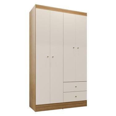 Imagem de Guarda Roupa Solteiro Versa 4 Portas Freijó Off White Fosco - Kits Paraná