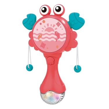 Imagem de Zippy Toys, Chocalho Infantil Brinquedo Musical com Luzes Sons Interativo Até 36 Meses Caranguejo, Rosa
