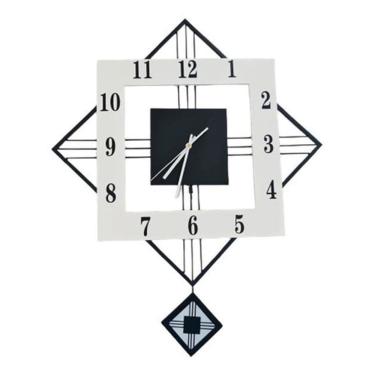 Imagem de Relógio De Parede Retrô Vintage Preto E Branco Pendente 60Cm