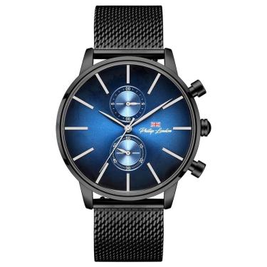 Imagem de Relógio Philiph London Masculino Ref: Pl80260613m Az N Cronógrafo Black