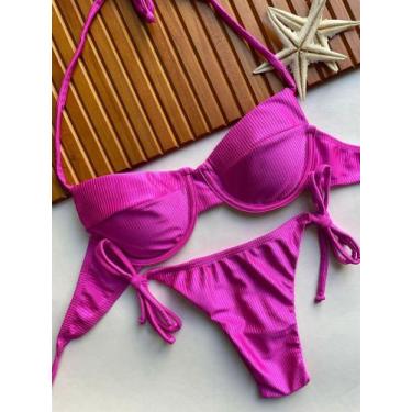Imagem de Conjunto de Biquini Meia Taça Com Bojo Removivel e Calcinha de Amarrar