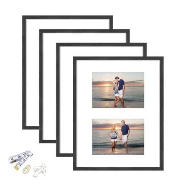 Imagem de Porta-retratos ATOBART Black Wood 28x35cm com tapete 20x25cm Conjunto 