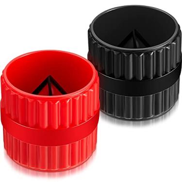 Imagem de 2 peças de tubo de alargador interno e externo, ferramenta de chanfro para tubos de alumínio de cobre PPR (vermelho, preto)