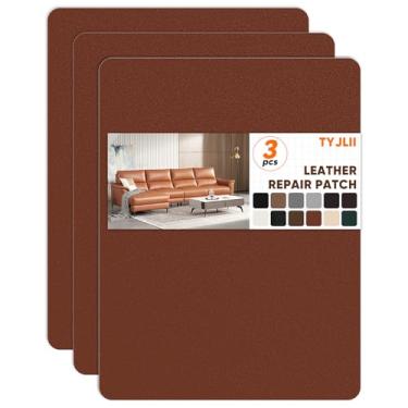 Imagem de TYJLII Patch de reparo de couro autoadesivo, kit de remendo de vinil de 21 cm x 28 cm, kit de reparo de couro para móveis, assento de carro, sofá, cadeira de escritório. (marrom)