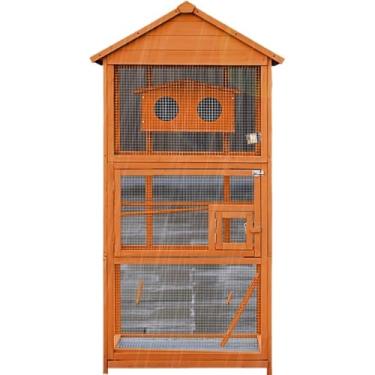 Imagem de Gaiola para pássaros ao ar livre grande villa de madeira à prova de chuva aberta respirável sapinho de pombo papagaio ninho de pássaro