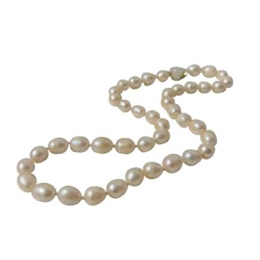 Imagem de Colar de pérolas cultivadas em água doce para mulheres - um lindo cordão de pérolas em formato oval, nas cores laranja e champanhe. Um presente maravilhoso para sua namorada ou mãe., 45cm/17.7inch