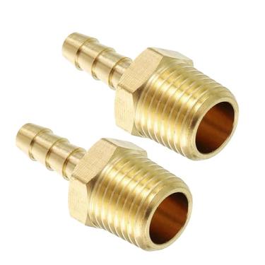 Imagem de Kozelo Pacote com 2 acessórios de mangueira de latão Farpas de mangueira de 5/81.3 cm para conexões macho NPT de 1/10.2 cm para máquinas domésticas, banheiras de massagem e sistemas de irrigação