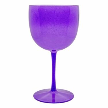 Imagem de Kit 15 Taças Gin 580ml Acrílica - Aloha (Roxo Glitter)