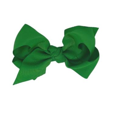 Imagem de Laço Boutique Infantil Tamanho P 7x3 Cm em Gorgorão com Presilha Bico de Pato e Diversas Cores (Verde)