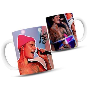 Imagem de Caneca de Cerâmica com Fotos do Justin Bieber  Touca Show 325ml - Atel