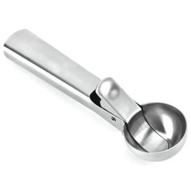 Imagem de Colher Pegador de Sorvete Inox com Gatilho Ejetor Profissional Premium 18cm Resistente Prática Ergonômica Fácil de Usar Ideal para Sorvete Açaí Gelato Frutas e Sobremesas