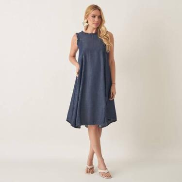 Imagem de Vestido Midi Jeans Tencel com Babadinhos - Bloom, Jeans stone, GG