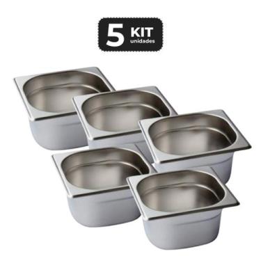 Imagem de Kit 5 cuba sem alca inox 1/6 gn 150 para buffet - Chef Line