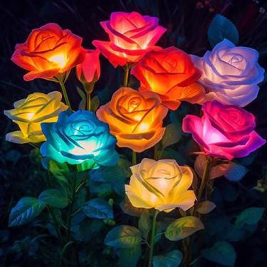 Imagem de Solar Flower Lights BOMIER, pacote com 10 unidades, cor impermeável ao