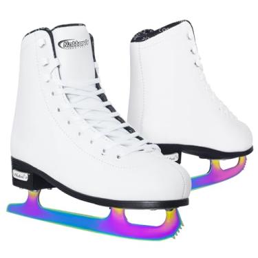 Imagem de BASYNOL Nattork Patins de gelo femininos, patins de gelo recreativos com lâmina de aço inoxidável, patins de hóquei no gelo para adultos, para atividades ao ar livre, sapatos de skate no gelo para