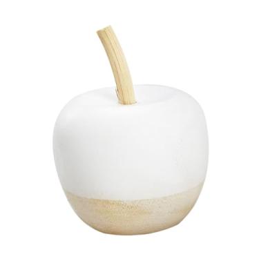 Imagem de XLWLLNJ Coleção de enfeites de decoração de estatueta de frutas de madeira, escultura minimalista, estátua de frutas para festival, sala de estar, mesa de, Maçã 9cmx11.5cm