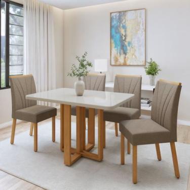 Imagem de Conjunto Sala de Jantar 4 Lugares Retangular Tampo Vidro/MDF Mesa Bold