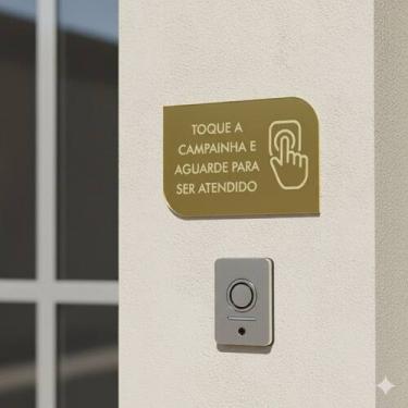 Imagem de Placa em acrilico espelhado Toque a Campainha - NoBrand, Prata