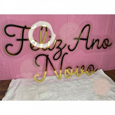 Imagem de Placa de Acrílico  Feliz Natal e Feliz Ano Novo  Decoração de natal Fe