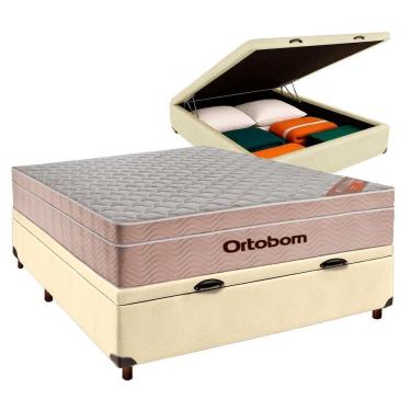 Imagem de Colchão Casal Molas Ensacadas + Bau Bege - Airtech Ortobom