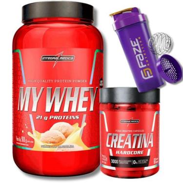 Imagem de Kit My Whey 900g Integralmedica Proteína Concentrada, Creatina Hardcor