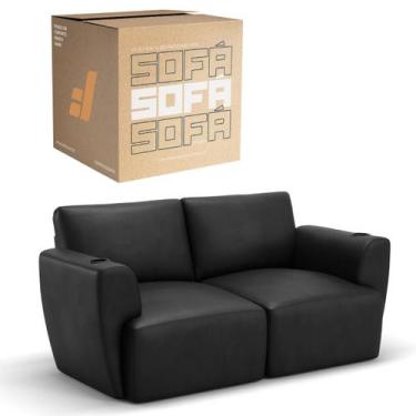 Imagem de Sofá 2 Lugares Sala De Estar em Couro Bovino Modular Damie Na Caixa, P
