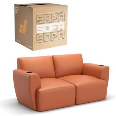 Imagem de Sofá 2 Lugares Sala De Estar em Couro Bovino Modular Damie Na Caixa, G